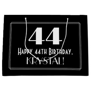 Sacola Para Presentes Grande 44 Aniversário: Art Deco Estilo Inspirado "44", No