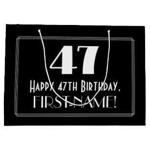 Sacola Para Presentes Grande 47.o aniversário: Art Deco Estilo Inspirado "47",