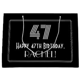 Sacola Para Presentes Grande 47.o aniversário — Art Deco Inspirou "47" & Nome