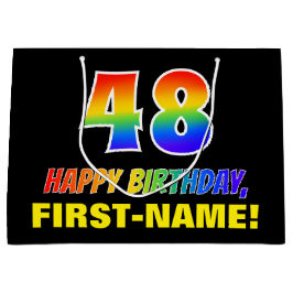 Sacola Para Presentes Grande 48º aniversário: Negrito, Divertido, Simples, Arco