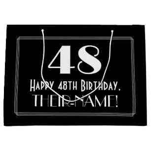 Sacola Para Presentes Grande 48.o aniversário: Art Deco Estilo Inspirado "48",