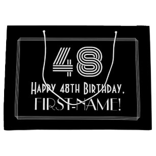 Sacola Para Presentes Grande 48.o Aniversário — Art Deco inspirou "48" e nom