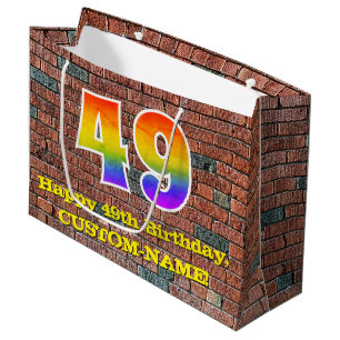 Sacola Para Presentes Grande 49º aniversário: Arco-Íris divertido inspirado no 