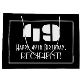 Sacola Para Presentes Grande 49º aniversário ~ Arte Deco Inspirou "49" + Nome