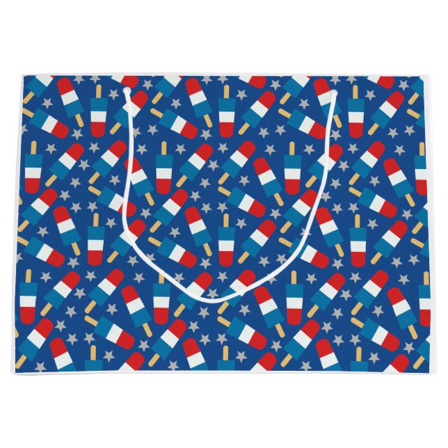 Sacola Para Presentes Grande 4° Verão de picolés Patrióticos (Frente)