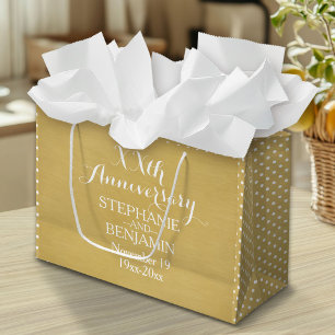 Sacola Para Presentes Grande 50º ou Outro Aniversário de Casamento Personaliz