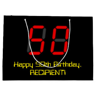 Sacola Para Presentes Grande 50th Aniversário: Estilo vermelho "50" do pulso d