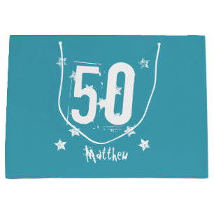 Sacola Para Presentes Grande 50th O Grunge na moda do aniversário rotula a