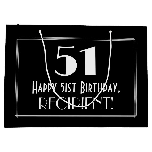 Sacola Para Presentes Grande 511 Aniversário: Art Deco Inspirou Estilo "51", No (Verso)