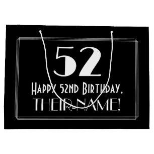 Sacola Para Presentes Grande 52º Aniversário: Art Deco Estilo Inspirado "52",