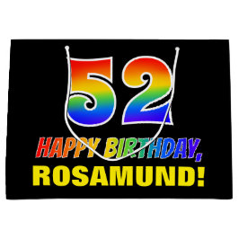 Sacola Para Presentes Grande 52º aniversário: Negrito, Divertido, Simples, Arco