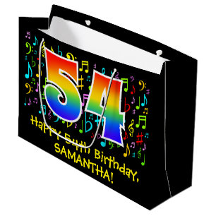 Sacola Para Presentes Grande 54.º aniversário - Símbolos de Música Coloridos, R