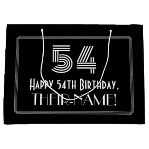 Sacola Para Presentes Grande 54.o aniversário — Art Deco Inspirou o Olho "54