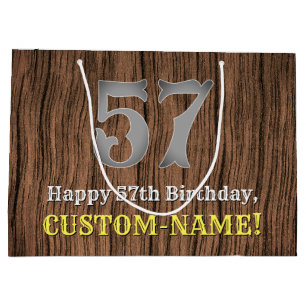 Sacola Para Presentes Grande 57.º aniversário: Country Western Inspirou Olhar,