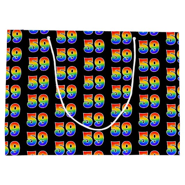 Sacola Para Presentes Grande 59º aniversário: Diversão do evento Rainbow Número (Verso)