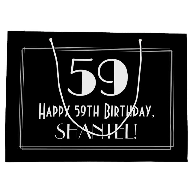 Sacola Para Presentes Grande 59.º aniversário: Art Deco Inspira Estilo "59", No (Verso)