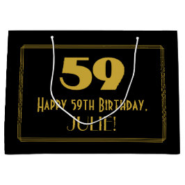 Sacola Para Presentes Grande 59.o aniversário — Art Deco Inspirou "59" & Nome