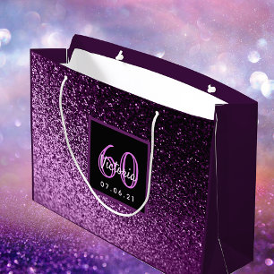 Sacola Para Presentes Grande 60º aniversário 60 menina de vidro rosa-claro-roxo