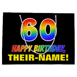 Sacola Para Presentes Grande 60º aniversário: Negrito, Divertido, Simples, Arco