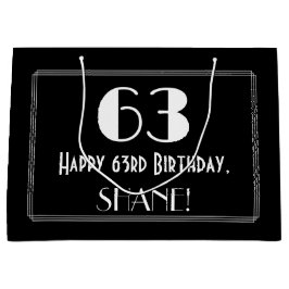 Sacola Para Presentes Grande 63º Aniversário: Estilo Inspirado na Arte Deco "63