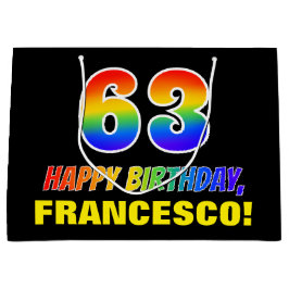 Sacola Para Presentes Grande 63º aniversário: Negrito, Divertido, Simples, Arco