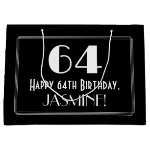 Sacola Para Presentes Grande 64.o aniversário: Art Deco Estilo Inspirado "64",