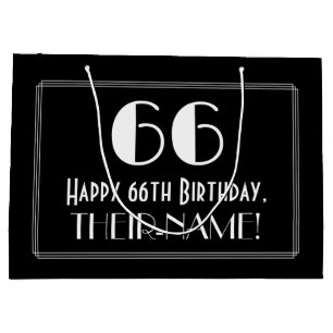Sacola Para Presentes Grande 66.o aniversário: Art Deco Estilo Inspirado "66",