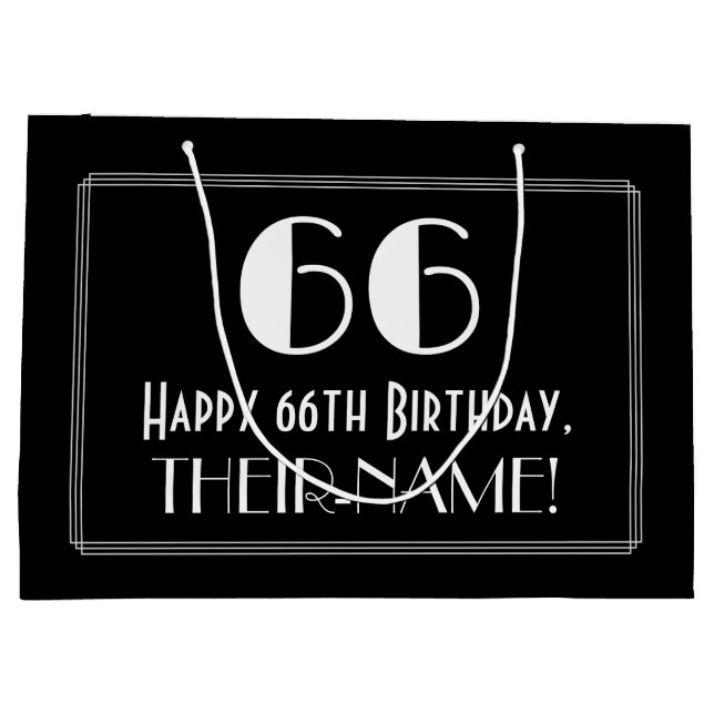 Sacola Para Presentes Grande 66.o aniversário: Art Deco Estilo Inspirado "66",  (Verso)