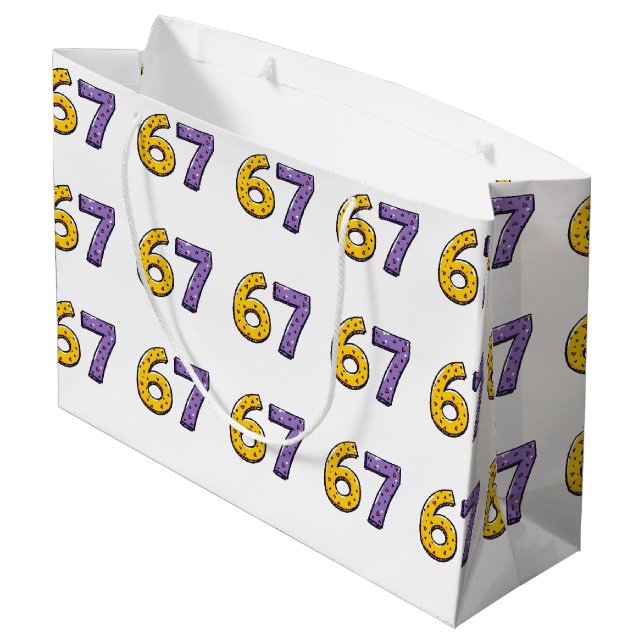 Sacola Para Presentes Grande 67 Sem Significado Algum Amarelo e Roxo (Verso inclinado)
