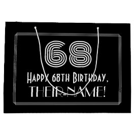 Sacola Para Presentes Grande 68.o aniversário — Art Deco Inspirava "68" & Nome