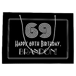 Sacola Para Presentes Grande 69.o aniversário — Art Deco Inspirou o Olho "69" &