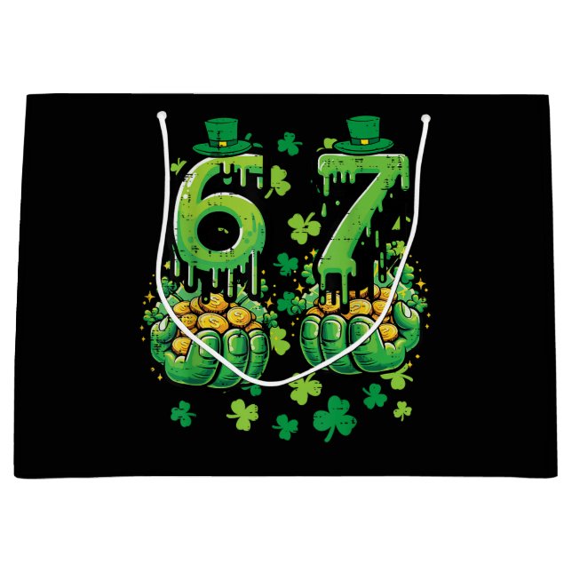 Sacola Para Presentes Grande 6 7 St Patricks Day (Frente)