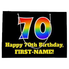 Sacola Para Presentes Grande 70 Aniversário ~ Divertido, Colorido, Vibrante, Ar