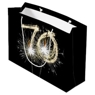 Sacola Para Presentes Grande 70 Birthday Sparklers Em Black Large Gift Bag