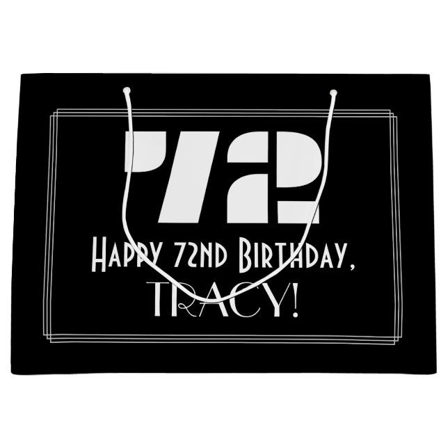 Sacola Para Presentes Grande 72º Aniversário ~ Arte Deco Inspirou Aparência (Frente)