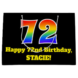 Sacola Para Presentes Grande 72º aniversário ~ Divertido, Colorido, Vibrante, A