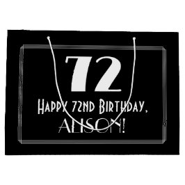 Sacola Para Presentes Grande 72.º Aniversário: Art Deco Inspira Estilo 72, Nome