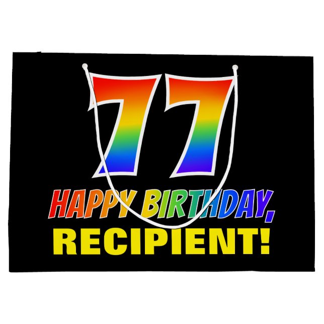 Sacola Para Presentes Grande 77.º aniversário: Negrito, Divertido, Simples, Arc (Verso)
