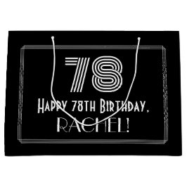 Sacola Para Presentes Grande 78.o aniversário — Art Deco Inspirava Olhar "78" &