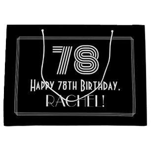 Sacola Para Presentes Grande 78.o aniversário — Art Deco Inspirava Olhar "78" &
