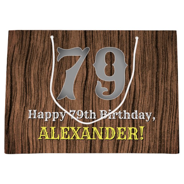 Sacola Para Presentes Grande 79º aniversário: Country Western Inspirou Olhar, N (Frente)