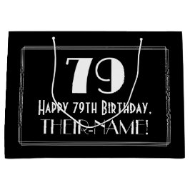 Sacola Para Presentes Grande 79º Aniversário: Estilo Inspirado no Art Déco "79"
