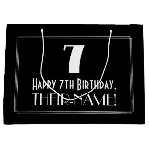 Sacola Para Presentes Grande 7 Aniversário: Art Deco Estilo Inspirado "7", Nom