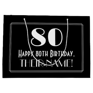 Sacola Para Presentes Grande 80 Aniversário: Art Deco Estilo Inspirado "80", N
