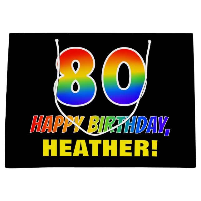 Sacola Para Presentes Grande 80 Aniversário: Negrito, Divertido, Simples, Arco- (Frente)