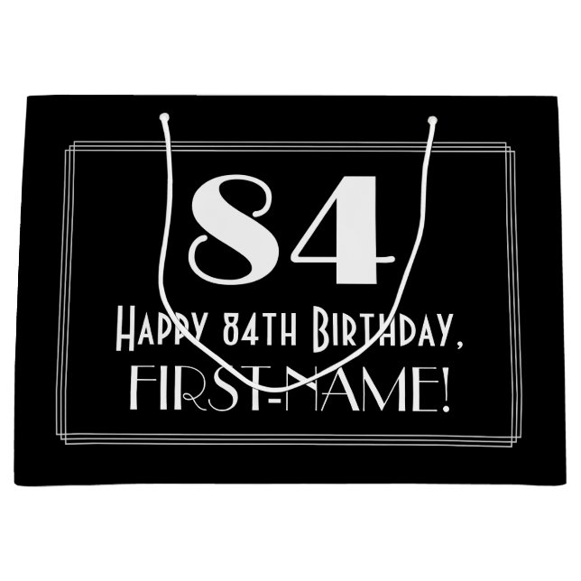 Sacola Para Presentes Grande 84.º Aniversário: Art Deco Inspirou Estilo "84", N (Frente)