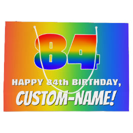 Sacola Para Presentes Grande 84.º aniversário: Padrão Divertido e Colorido do A