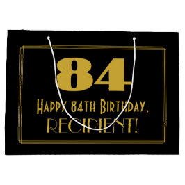 Sacola Para Presentes Grande 84.o aniversário — Art Deco Inspirou Olhar "84" & 
