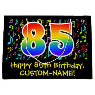 Sacola Para Presentes Grande 85.o aniversário - Símbolos de música coloridos