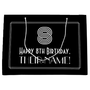 Sacola Para Presentes Grande 8.º aniversário — Art Deco Inspirou "8" e nome